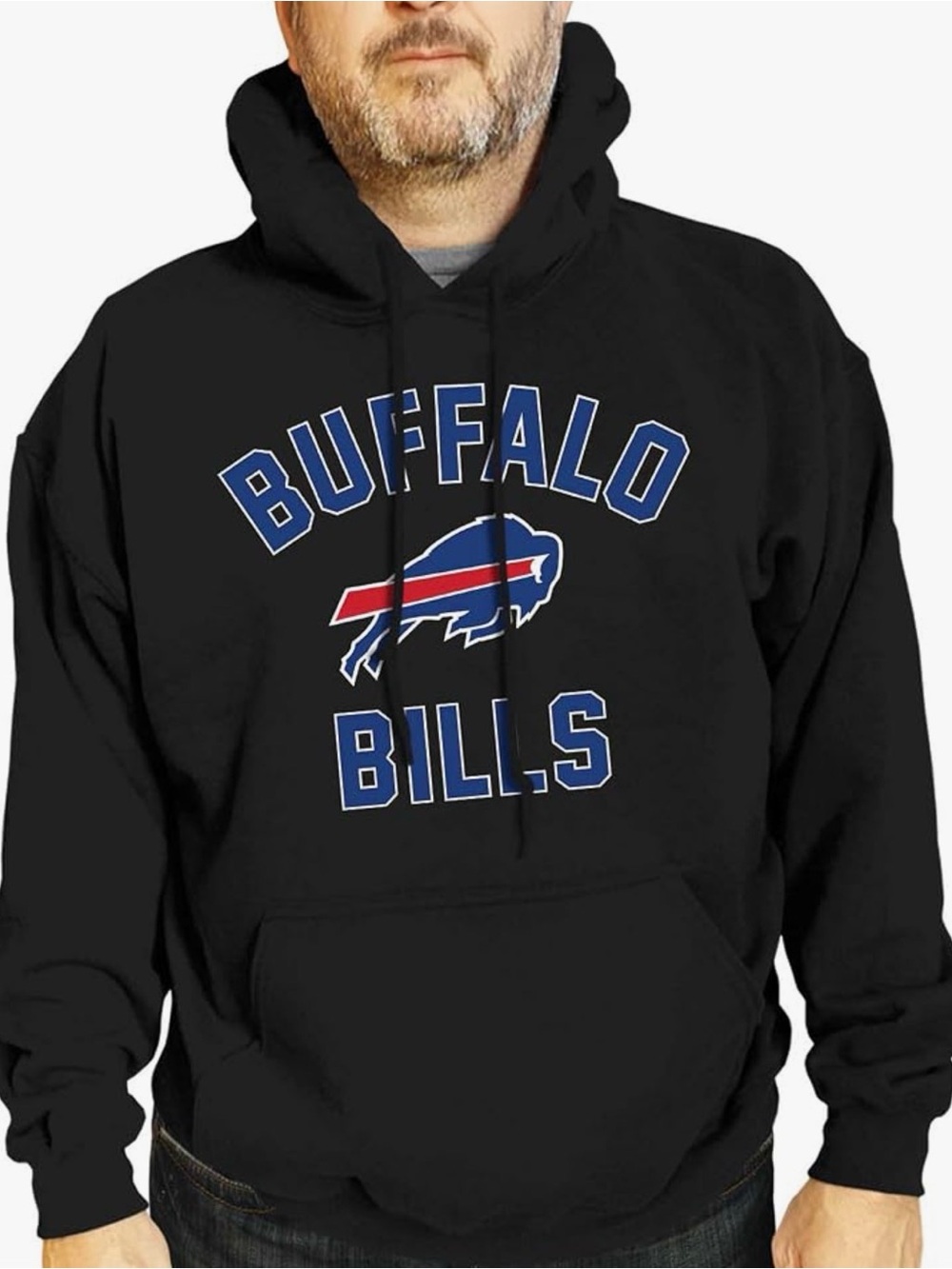 NFL Black Buffalo Bills Pullover Hoodie with Blue & Red Logo